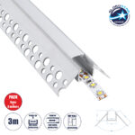 GLOBOSTAR® ALP-PLASTERIN GYPSO 70821-3M Χωνευτό Προφίλ Αλουμινίου Ειδικό για Εξωτερική Γωνία Γυψοσανίδας με Λευκό Γαλακτερό Πατητό Κάλυμμα για Ταινίες LED IP20 - Ασημί & Λευκό - Μ300 x Π4.5 x Υ2cm - Πακέτο 5 Τεμαχίων