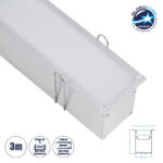 GloboStar® RECESS-PROFILE 70829-3M Προφίλ Αλουμινίου - Βάση & Ψύκτρα Ταινίας LED με Λευκό Γαλακτερό Κάλυμμα - Χωνευτή Χρήση - Πατητό Κάλυμμα - Ασημί - 3 Μέτρα - Μ300 x Π7.5 x Υ7cm