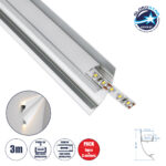 GloboStar® SURFACE-PROFILE 70857-3M Προφίλ Αλουμινίου - Βάση & Ψύκτρα Ταινίας LED με Λευκό Γαλακτερό Κάλυμμα - Επιφανειακή Χρήση Δημιουργίας Κρυφού Φωτισμού - Πατητό Κάλυμμα - Ασημί - 3 Μέτρα - Πακέτο 5 Τεμαχίων - Μ300 x Π1.7 x Υ4.2cm