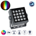 GLOBOSTAR® FLOODTINY 90370 Προβολέας Σποτ Wall Washer LED 27W 2295lm 3° DC 24V Αδιάβροχο IP65 Πολύχρωμο RGBW Dimmable DMX512 - Bridgelux SMD Chip - Γκρι Ανθρακί - Μ13.8 x Π16.4 x Υ7cm - 3 Χρόνια Εγγύηση