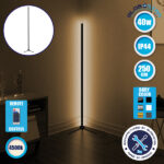 Μοντέρνο Minimal Επιδαπέδιο Μαύρο Φωτιστικό 250cm LED 40 Watt με Ασύρματο Χειριστήριο RF & Dimmer Φυσικό Λευκό 4500k GloboStar ALIEN Design GLOBO-250-2