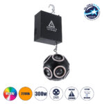 GloboStar® 51197 LIFT BALL Επαγγελματικό Φωτιστικό Ειδικών Εφέ Φ25cm KINETIC BALL MATRIX PIXEL Super BEAM Light CREE LED 4in1 300W - 10 x 20W LED COB Chips RGBW & 10 x 20W LED COB Chips Ultra Gold Warm White 2200K - Μέγιστο Μήκος Ανύψωσης 6 Μέτρα - AC 220V-240V DMX512 Display on Body - Μαύρο - Μ26 x Π6.5 x Υ32cm - 2 Χρόνια Εγγύση