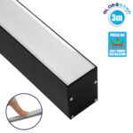 GLOBOSTAR® ALP-LINEAR VERTEX 70828-3M Επιφανειακό Προφίλ Αλουμινίου με Λευκό Γαλακτερό Πατητό Κάλυμμα για Ταινίες LED IP20 - Μαύρο & Λευκό - Μ300 x Π5 x Υ7cm