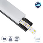 GloboStar® SURFACEPENDANT-PROFILE 70866-3M Προφίλ Αλουμινίου - Βάση & Ψύκτρα Ταινίας LED με Λευκό Γαλακτερό Κάλυμμα - Επιφανειακή & Κρεμαστή Χρήση - Πατητό Κάλυμμα - Μαύρο - 3 Μέτρα - Μ300 x Π4.5 x Υ4.2cm