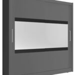 Ντουλάπα Mallory συρόμενη-180 x 62 x 200 εκ.-Γκρι