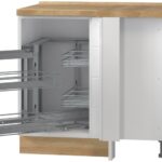 Επιδαπέδιο γωνιακό ντουλάπι Hudson R-UG-1KMC-Λευκό - Λευκό γυαλιστερό-Αριστερά