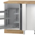Επιδαπέδιο γωνιακό ντουλάπι Hudson R-UG-1KMC-Λευκό - Γκρι-Αριστερά
