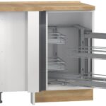 Επιδαπέδιο γωνιακό ντουλάπι Hudson R-UG-1KMC-Λευκό - Γκρι-Δεξιά