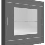Ντουλάπα Walla συρόμενη-180 x 62 x 200 εκ.-Γκρι