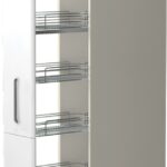 Επιδαπέδιο ντουλάπι ψηλό Modena K21-30-1KZ-Γκρι ανοιχτό - Λευκό γυαλιστερό