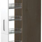 Επιδαπέδιο ντουλάπι ψηλό Modena K21-30-1KZ-Φυσικό σκούρο - Λευκό γυαλιστερό