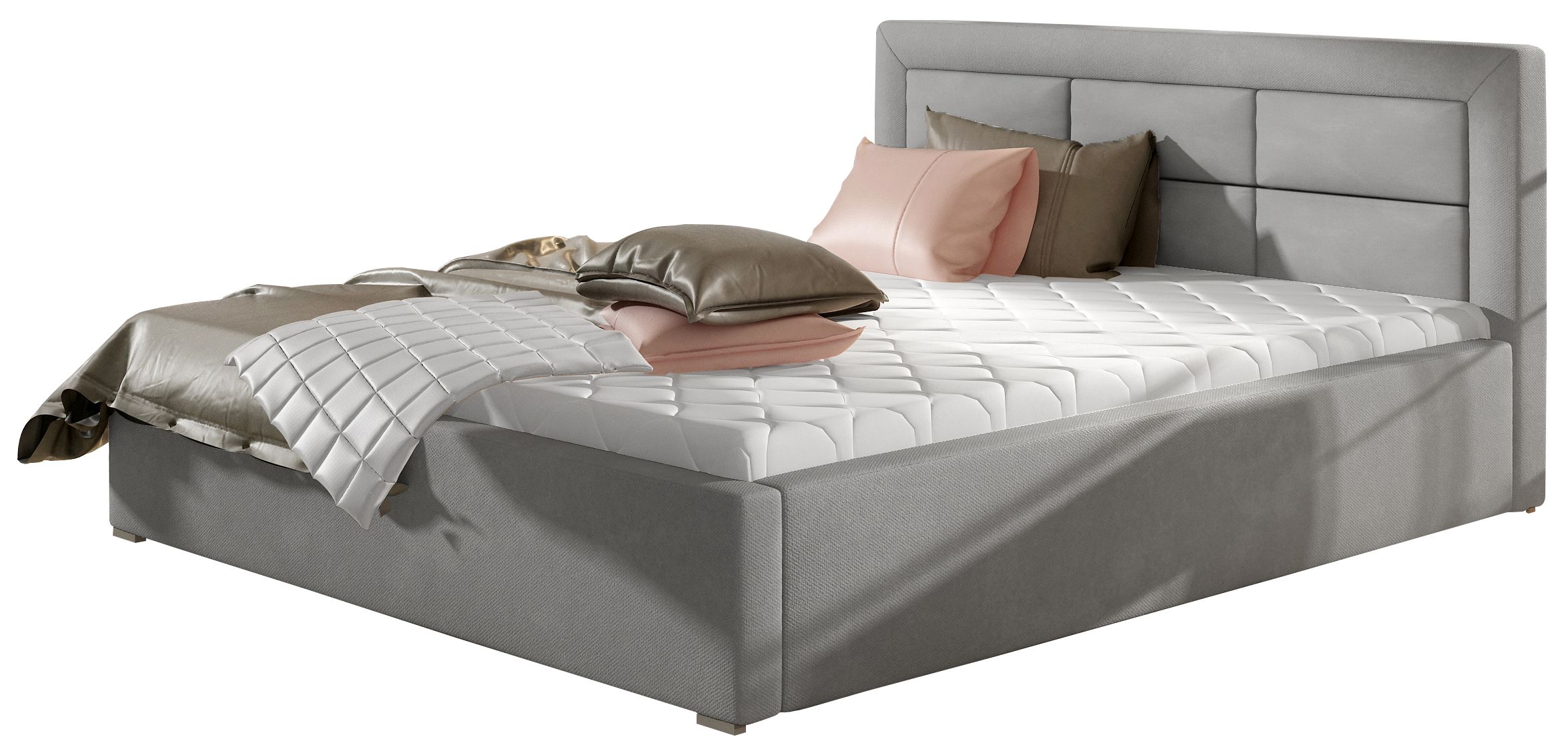 Επενδυμένο κρεβάτι Ross-160 x 200-Gkri-Χωρίς μηχανισμό ανύψωσης