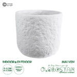 GloboStar® Artificial Garden MALVEN 20710 Επιδαπέδιο Πολυεστερικό Τσιμεντένιο Κασπώ Γλάστρα - Flower Pot Λευκό Φ31 x Υ28cm