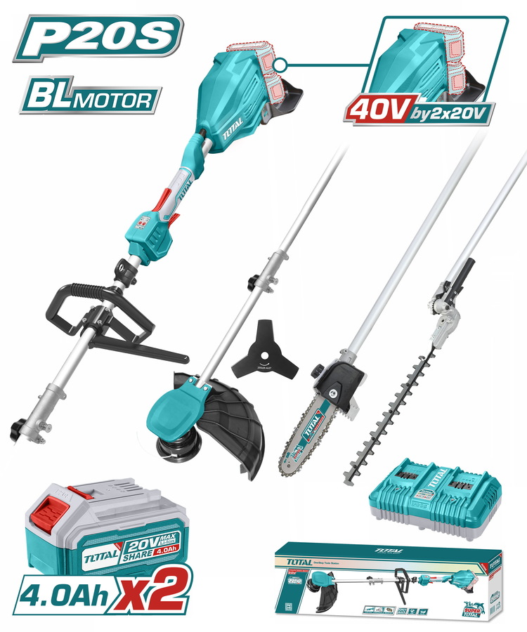 TOTAL ΕΠΑΓΓ. ΠΟΛΥΜΗΧΑΝΗΜΑ 4 σε 1 ΜΠΑΤ. Li-ion 2X20V(40V) / 4Ah / 2 ΜΠΑΤ. BL Motor (TSTLI2040386)