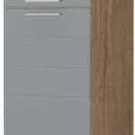 Επιδαπέδιο ντουλάπι ψηλό Hudson K21-60-2KF-Φυσικό σκούρο - Λευκό