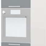 Επιδαπέδιο ντουλάπι φούρνου ψηλό Hudson K23-60-2KR-Λευκό γυαλιστερό - Γκρι
