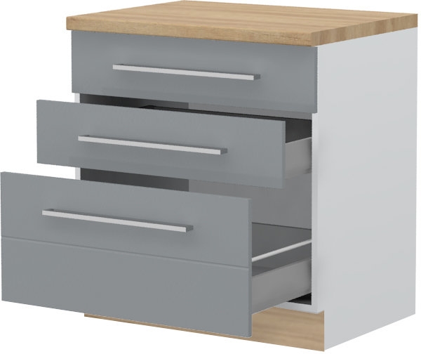 Επιδαπέδιο ντουλάπι Hudson R-80-3MBOX-Λευκό - Γκρι