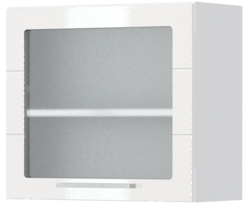 Ντουλάπι κρεμαστό Hudson V5-60-1KS με βιτρίνα-Λευκό - Λευκό γυαλιστερό