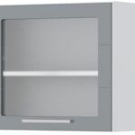 Ντουλάπι κρεμαστό Hudson V5-60-1KS με βιτρίνα-Λευκό - Γκρι