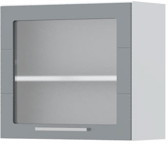 Ντουλάπι κρεμαστό Hudson V5-60-1KS με βιτρίνα-Λευκό - Γκρι
