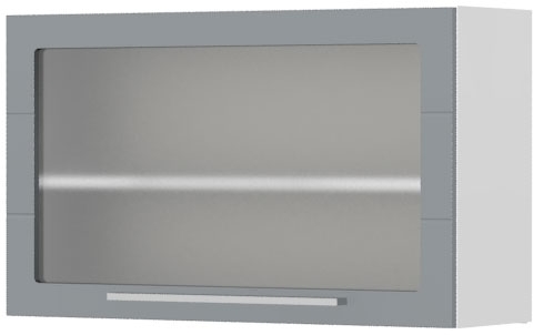 Ντουλάπι κρεμαστό Hudson V5-90-1KSP με βιτρίνα-Λευκό - Γκρι