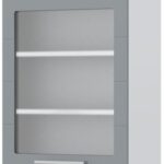 Ντουλάπι κρεμαστό Hudson V7-60-1KS με βιτρίνα-Λευκό - Γκρι