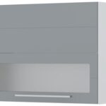 Ντουλάπι κρεμαστό Hudson V7-90-1K1SP με βιτρίνα-Λευκό - Γκρι