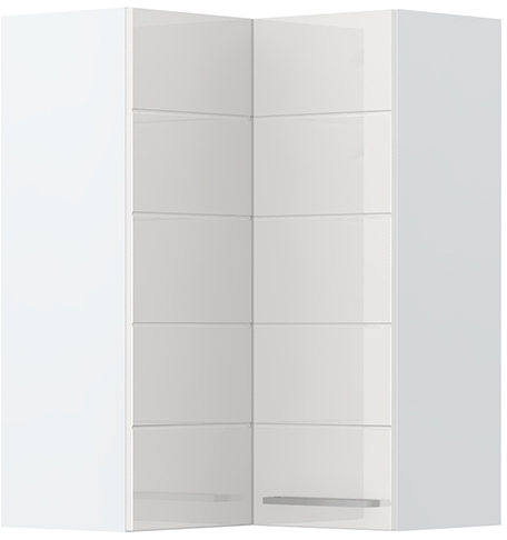 Ντουλάπι κρεμαστό γωνιακό Hudson V9-UG-2K-Λευκό - Λευκό γυαλιστερό