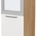 Επιδαπέδιο ντουλάπι φούρνου ψηλό Modena K14-60-1KR-Καρυδί - Λευκό γυαλιστερό