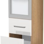 Επιδαπέδιο ντουλάπι φούρνου ψηλό Modena K14-60-2MB-Καρυδί - Λευκό γυαλιστερό