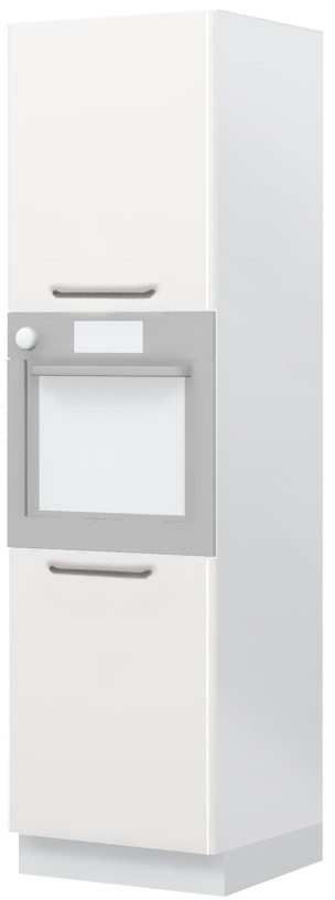 Επιδαπέδιο ντουλάπι φούρνου ψηλό Modena K21-60-2KR-Λευκό γυαλιστερό - Γκρι Ανοιχτό