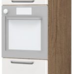 Επιδαπέδιο ντουλάπι φούρνου ψηλό Modena K21-60-2KR-Φυσικό σκούρο - Λευκό γυαλιστερό