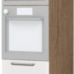 Επιδαπέδιο ντουλάπι φούρνου ψηλό Modena K21-60-RM-Φυσικό σκούρο - Λευκό γυαλιστερό
