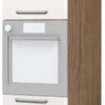 Επιδαπέδιο ντουλάπι φούρνου ψηλό Modena K23-60-2KR-Φυσικό σκούρο - Λευκό γυαλιστερό