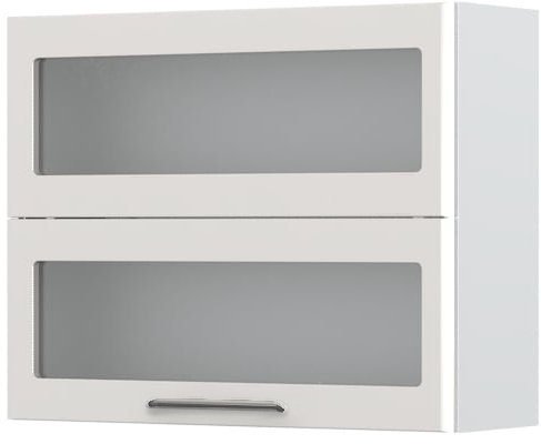 Ντουλάπι κρεμαστό Modena V7-90-2KSP με βιτρίνα-Λευκό - Γκρι ανοιχτό