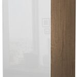 Επιδαπέδιο ντουλάπι ψηλό Raval K14-60-1KF-Φυσικό σκούρο - Λευκό γυαλιστερό
