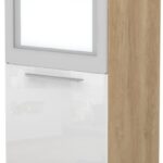 Επιδαπέδιο ντουλάπι φούρνου ψηλό Raval K14-60-1KR-Δρυς - Λευκό γυαλιστερό