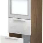Επιδαπέδιο ντουλάπι φούρνου ψηλό Raval K14-60-2MB-Φυσικό σκούρο - Λευκό γυαλιστερό