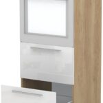 Επιδαπέδιο ντουλάπι φούρνου ψηλό Raval K14-60-2MB-Δρυς - Λευκό γυαλιστερό