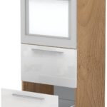Επιδαπέδιο ντουλάπι φούρνου ψηλό Raval K14-60-2MB-Καρυδί - Λευκό γυαλιστερό