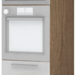 Επιδαπέδιο ντουλάπι φούρνου ψηλό Raval K21-60-RM-Φυσικό σκούρο - Λευκό γυαλιστερό