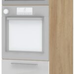 Επιδαπέδιο ντουλάπι φούρνου ψηλό Raval K21-60-RM-Δρυς - Λευκό γυαλιστερό
