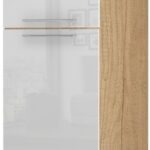 Επιδαπέδιο ντουλάπι ψηλό Raval K23-60-2KF-Φυσικό - Λευκό γυαλιστερό