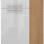 Επιδαπέδιο ντουλάπι ψηλό Raval K23-60-2KF-Καρυδί - Λευκό γυαλιστερό