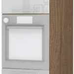 Επιδαπέδιο ντουλάπι φούρνου ψηλό Raval K23-60-2KR-Φυσικό σκούρο - Λευκό γυαλιστερό