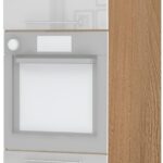 Επιδαπέδιο ντουλάπι φούρνου ψηλό Raval K23-60-2KR-Καρυδί - Λευκό γυαλιστερό