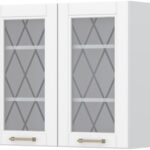 Ντουλάπι κρεμαστό Tahoma V7-80-2KS με βιτρίνα-Λευκό ματ