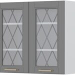 Ντουλάπι κρεμαστό Tahoma V7-80-2KS με βιτρίνα-Γραφίτης