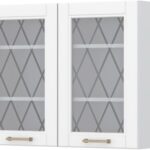 Ντουλάπι κρεμαστό Tahoma V7-90-2KS με βιτρίνα-Λευκό ματ