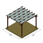 Ξύλινη πέργκολα με τεντόπανο - 48,3εκ. - 300 x 300εκ.
